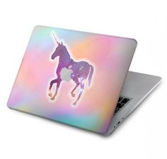 a laptop with an image of a unicorn on the cover and it's case