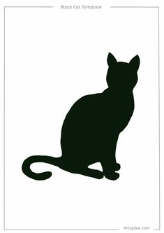 a black cat silhouetted on a white background with the words, black cat template