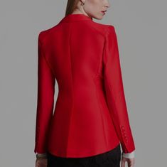 Nwot. Stylist Closet Item Red Fitted Outerwear For Business, Red Fitted Outerwear For Formal Occasions, Red Fitted Formal Outerwear, Fitted Red Formal Outerwear, Red Evening Blazer For Winter, Classic Red Outerwear For Evening, Red Fitted Outerwear For Evening, Red Evening Blazer For Fall, Red Evening Blazer For Spring