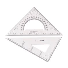 two white rulers are shown with one ruler in the shape of a square and another triangle