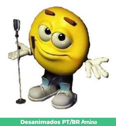 a yellow emoticure holding a golf club and pointing to the side with both hands