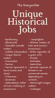 the poster for unique historical jobs