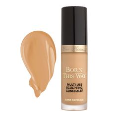 Too Faced Born This Way Super Coverage Multi-Use Concealer - Sand - NET WT. 0.45 oz/13.5 ml Born This Way Concealer, Light Concealer, Too Faced Peach, Contour Highlight, Eye Makeup Styles, Concealer Shades, Full Coverage Concealer, Concealer Makeup, Too Faced Concealer