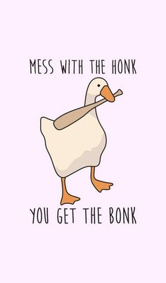 a white duck with the words mess with the honk you get the bonk