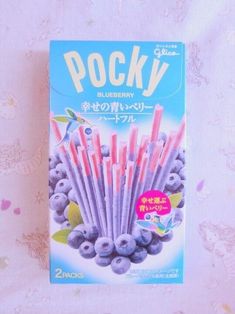 a package of blueberry straws sitting on top of a table