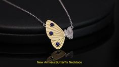 Our gorgeous Gold chain is a classic butterfly design pendant necklace with moissanite diamond and lapis lazuli stone that has been designed for women. They are beautiful on their own, It gives you a confident feeling and can guarantee you an attractive and luxurious appearance. The modern and trendy gold chain contains 100% real gold material with a stamp for authenticity and it's safe for all skin types. They are nickel-free and their high polished finish gives them a fine 18K shine of purest Elegant Gemstone Butterfly Necklace Gift, Elegant Butterfly Gemstone Necklace, Luxury Sterling Silver Butterfly Necklace, Elegant Gemstone Butterfly Necklace, Elegant Butterfly Shaped Gemstone Jewelry, Elegant Butterfly Gemstone Jewelry, Elegant Butterfly-shaped Gemstone Jewelry, Luxury Butterfly Pendant Necklace For Formal Events, Luxury Sterling Silver Butterfly Necklace As A Gift