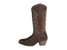 PRICES MAY VARY. WESTERN BOOTS: These cowgirl boots for women by Ariat combine style and comfort for your everyday wear. The scoured and distressed heel with a hand-nailed scoured and distressed leather outsole adds to the country design for an attractive look. ALL-DAY COMFORT AND BALANCE: These Ariat cowgirl boots are not only comfortable but even absorb foot pressure using ATS technology for the support that all women need throughout the day. ROUND TOE SHAPE: The round toe boots hold the foot Ariat Cowgirl Boots, Country Design, Distressed Leather, Western Cowboy, Cowgirl Boots, Mid Calf, Western Boots, Full Grain Leather, Cowboy Boots