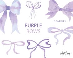 purple bows are arranged in different shapes and sizes, with the words purple bows below them