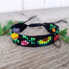 Beaded bracelet with vegetables Gift for vegan vegetarian - Etsy Украина Black Handwoven Friendship Bracelets As A Gift, Black Woven Bracelet Gift, Casual Handwoven Beaded Bracelets As Gift, Casual Handwoven Bracelets For Gifts, Adjustable Black Handwoven Beaded Bracelets, Adjustable Weaving Beaded Bracelets As Gift, Adjustable Weaving Beaded Bracelets For Gifts, Adjustable Black Handwoven Jewelry, Casual Bracelets With Weaving For Gifts