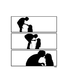 the silhouettes of two people are shown in black and white, with one person kissing another