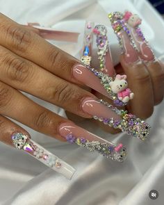 Nails W Initials, Latina Nails, Junk Nails, Acrylic Toe Nails, Drip Nails, Grunge Nails, French Tip Acrylic Nails