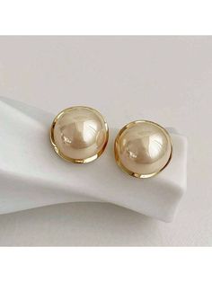 1 par de pendientes con perla chapados en plata de ley 925, pendientes de perla barroca de lujo y declaración sobredimensionados hipoalergénicos para mujeres     Aleación de zinc     Women Fashion Jewelry, size features are:Bust: ,Length: ,Sleeve Length: Classic Baroque Pearl Earrings In Pearl White, Elegant Pearl White Baroque Earrings, Luxury White Baroque Pearl Earrings, Luxury Baroque Pearl Earrings, White Baroque Pearl Earrings, Round Shape, Large Pearl Earrings, Gold Earrings Models, Pearl Jewelry Design, Earrings Hypoallergenic