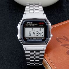 Casio Couple Quartz Waterproof Digital A168WG-9W&A159WA-N1 Silver Classic Digital Watch With Date Display, Classic Silver Digital Watch With Date Display, Classic Silver Digital Watch With Subdials, Not Aesthetic, Digital Watch, Silver Watch, Free Size, Silver Gold, Personal Style