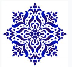 a blue and white snowflake on a white background