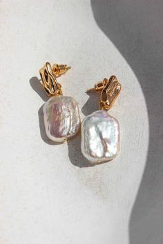 Charmine Pearl Earrings - Complete. Studio Gold Rectangular Pearl Earrings For Gifts, Rectangular Gold Pearl Earrings For Gifts, Gold Rectangular Pearl Earrings Gift, Elegant Rectangular Pearl Drop Earrings, Celebrate Mom, Baroque Pearl Earrings, Loop Earrings, One Tree, Hair Claws & Clips