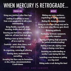 a poster with the words when mercury is retroogade and how to use it