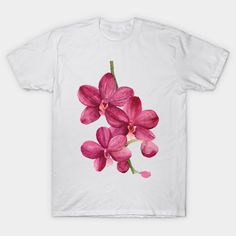 A watercolor painting of a pink phalaenopsis orchid -- Choose from our vast selection of Crewneck and V-Neck T-Shirts to match with your favorite design to make the perfect custom graphic T-Shirt. Pick your favorite: Classic, Relaxed Fit, V-Neck, Tri-Blend, Dolman Extra Soft Tri-Blend, Slouchy V-Neck, Slouchy, Premium, Heavyweight, Curvy, Ringer, and Curvy V-Neck. Customize your color! For men and women. Printed Pink T-shirt As Gift, Pink Printed T-shirt As A Gift, Orchid Clothes, Popular Clothes, Pink Graphic Tee, Late Summer Outfits, Crop Top Floral, Streetwear Korean, Anime Clothing