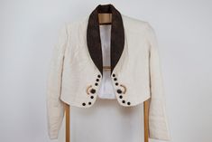 Vintage cream and brown bolero jacket in excellent condition. Brand Dafidoff Creation Size 40 (us 10, uk 14) Snake skin pattern collar  Cropped bodice Open front  bust 53 cm = 20.9 inches length 48 cm = 18.9 inches sleeve 59 cm = 23.2 inches Fitted Beige Cropped Jacket With Buttons, Beige Fitted Cropped Jacket With Buttons, Fitted Beige Cropped Jacket For Formal Occasions, Flat Riding Boots, Wool Jackets Women, Sparkle Mini Dress, Brown Snake, Snake Skin Pattern, Skin Pattern