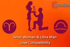 aries man & gemini woman love compabily sign on an orange background