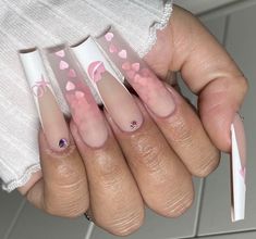 Valentine Nails Pink, Valentines Nail, Acrylic Nails Nude, Vday Nails, Wow Nails, Matte Top Coat, Valentine Nails, French Tip Acrylic Nails, Long Acrylic Nails Coffin