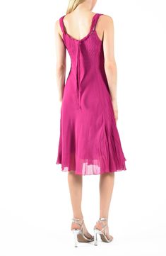 A rolled scarf along the neck adds dimensional drama to this travel-friendly dress that's wrinkle-resistant, flattering and ready to steal the scene. 40" length Scoop neck Cap sleeves Lined 100% polyester Hand wash, dry flat Made in the USA of imported fabric Spring Pre-draped Midi Dress With Folds, Spring Pre-draped Chiffon Dress, Silk A-line Dress With Ruched Detail, Pre-draped Pleated Chiffon Dress, Spring Silk Dress With Pre-draped Style, Summer Pleated Chiffon Cocktail Dress, Spring Silk Chiffon Pre-draped Dress, Pleated Chiffon Cocktail Dress For Summer, Summer Silk Midi Dress With Ruched Detail