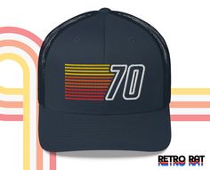 1970 Retro Stripes Trucker Hat for Men and Women | 50th Birthday Gift Idea Black Retro Trucker Hat, Retro Trucker Hat, 70 Birthday, 50th Bday, Mens Trucker Hat, 70th Birthday Gifts, Hat For Men, 50th Birthday Gifts, Retro Stripes