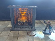 This New led handmade fireplace stands at 7cm, length is 8 cm and width is 6 cm. I have handmade this entire piece from the stones all the way to the fire itself.  The led light flickers as if an actual fire would. Roleplaying Game, Games To Play, Light Up, Led Lights, Fireplace, Miniatures, Led, Stone, Craft Supplies