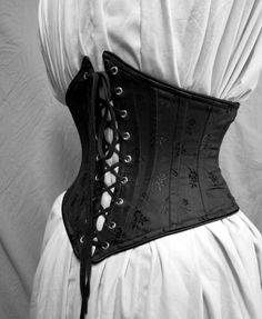 SALE-- c. 1900 Victorian Underbust Waist Cinch Corset in Black or White Lily Flower Brocade. $250.00, via Etsy. Fitted Corset Belt With Hook And Eye Closure, Underbust Corset Dress For Costume Party, Elegant Underbust Corset For Costume Party, Fitted Bodice Underbust Corset Dress, Elegant Overbust Bodice For Costume, Elegant Underbust Bodice For Costume, Victorian Overbust Corset Dress With Boned Bodice, Victorian Overbust Wedding Corset, Formal Underbust Bodice With Corset Back