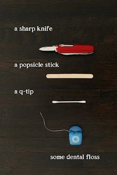 an image of different types of dental floss on a wooden surface with text that reads, some dental floss