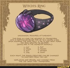 a purple ring with the words witch's ring on it