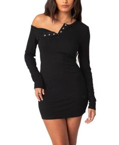 Edikted Soleste Ribbed Mini Dress Casual Ribbed Bodycon Dress For Night Out, Edgy Long Sleeve Bodycon Dress, Outfit Plan, Fun Dress, Fitted Mini Dress, Ribbed Mini Dress, Super Cute Dresses, Plus Size Shopping, Plus Dresses