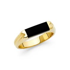 14K Yellow Gold Simulated Onyx Fashion Anniversary Ring Size 7.5 Color: Metal Type.  Gender: female.  Age Group: adult. Mens Gold Signet Rings, Gold Onyx Ring, Mens Rings For Sale, Fine Gold Jewelry, Gold Chains For Men, Gold Rings Jewelry, Ring Mens, Gold Signet Ring, Black Diamond Ring