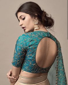 Low Neck Blouse Designs, ब्लाउज बैक नेक डिजाइन, Brocade Blouse Designs, Indian Blouse Designs, Blouse Lehenga, Blouse Designs High Neck, Saree Blouse Neck Designs, Backless Blouse Designs