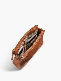 Interior Pockets - The Pearl - Nappa Leather - Sienna / Gold / Camel - Crossbody - Lo & Sons Travel Crossbody, Crossbody Handbags, Pearl Leather, Leather Travel, Work Clothes, The Pearl, 2016 Fashion, Summer 2016, Nappa Leather