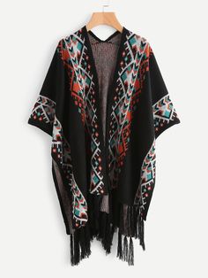 Cardigan Batik, Model Outer, Black Bohemian Poncho One Size, African Print Swimsuit, Brown Bohemian Cape Poncho, Muslim Men Clothing, Aztec Poncho, Fall Poncho, Bohemian Poncho For Outdoor, One Size