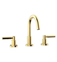 a gold faucet with two handles