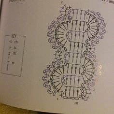 an open book with some drawings on it's cover and instructions for how to crochet