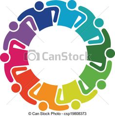 colorful people in a circle holding hands