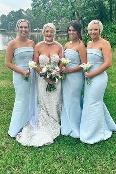 Light Blue Bridesmaid Dresses Shades Of Blue Bridesmaid Dresses, Mismatched Bridesmaid Dresses Blue, Blue Groomsmen Suits, Backless Mermaid Wedding Dresses, Light Blue Bridesmaid Dresses, Mermaid Long Bridesmaid Dresses, Light Blue Suit, Bridesmaid Dresses Strapless, Custom Bridesmaid Dress