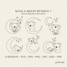 koala moon bundle 1 hand drawn designs