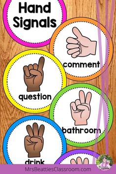 hand signals for the classroom to use in their speech and writing skills, which are also used