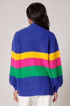 The sweater you never knew you needed. This oversized colorblock sweater features balloon sleeves and an exposed front zipper making it easy to pair. Add it on over your favorite outfit and sneakers for a super casual look.- Color block- Oversized fit- Exposed zipper- Balloon sleeves- Color: MultiSize + Fit - Model is 5'9" and wearing size XS- Measurements taken from size S - Chest: 46"- Length: 27" FabricSelf: 90% Acrylic, 10%. Nylon Style NumberSTJ7998 Starlight Color, Zip Up Cardigan, Colorblock Sweater, Exposed Zipper, Color Block Sweater, Balloon Sleeves, Front Zipper, Casual Looks, Color Blocking