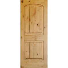 30 in. x 80 in. Knotty Alder 2 Panel Top Rail Arch with V-Groove Solid Wood Core Interior Door Slab - Super Arbor Knotty Alder Interior Doors, Knotty Alder Door, Knotty Pine Doors, White Interior Door, Interior Design Schools, Modern Barn Doors, Hanging Barn Doors, Interior Door Styles, Prehung Interior Doors