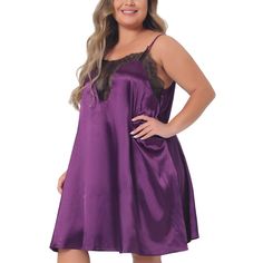 This Women's Plus Size Nightgown for Women Lace Nightgowns Spaghetti Lounge Sleep Dress is the perfect combination of elegance and comfort! Made of a soft and lightweight fabric, this nightgown is designed to keep you cool and comfortable all night long. The delicate lace detailing adds a touch of sophistication to the overall design, making it a stylish option for lounging or sleeping. The spaghetti straps are adjustable, allowing you to customize the fit to your liking. The plus-size fit ensur Purple Spaghetti Straps Sleepwear, Purple Sleepwear With Spaghetti Straps, Purple Spaghetti Straps Sleepwear For Bedtime, Nightgown With Spaghetti Straps For Bedtime, Purple Spaghetti Strap Sleepwear, Purple Spaghetti Strap Sleepwear For Bedtime, Spaghetti Straps Nightgown, Lace Trim Sleepwear With Spaghetti Straps, Lace Nightgowns