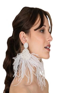 Ostrich Feathers Earrings | Feather jewellery | Bohemian Earrings | Fluffy ostrich feather earrings | Lightweight earrings, Gif t for her | You can't help but fall in love with the Ostrich Hand-made Earrings, not just because they conceal a bare neck but also due to the drama in their detail. These dangle earrings manage to look cute and glorious at the same time, all while plucking not a single feather out of an actual ostrich. Put your money where sustainable is by getting yourself this white White Feather Dangle Earrings, Elegant Feather Dangle Jewelry, Adjustable White Feather Jewelry, Bohemian Feather Earrings For Party, Elegant Adjustable Feather Earrings, Elegant Feather Dangle Earrings, Elegant Dangle Feather Earrings, Elegant Dangle Earrings With Feathers, Bohemian Party Jewelry With Feathers