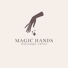 a logo for a massage salon with the image of a hand reaching out to touch a star