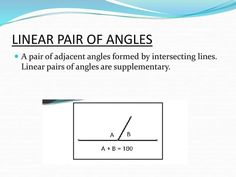 a pair of adjacent angles formed by intersecting lines, which are perpendicular to each other