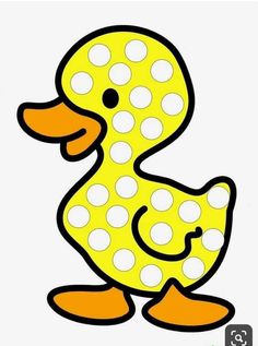 a yellow duck with polka dots on it