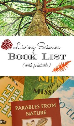 a tree with the words living science book list on it and pictures of books around it