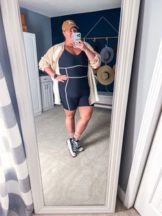 Plus size athleisure outfit - this outfit is definitely going on vacation with me. Plus size activewear Plus size romper Plus size athleisure Romper outfit Platform sneakers Follow my shop @it.is.kristin on the @shop.LTK app to shop this post and get my exclusive app-only content! #liketkit #romper #plussizeclothing #athleisure #activewear @shop.ltk Workout Jumpsuit Outfit, Jumpsuit Outfit Plus Size, Airport Retail, One Piece Workout, Plus Size Athleisure, Romper Plus Size, Casual Vacation Outfits, Workout Jumpsuit